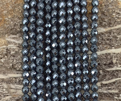 Hematite Faceted Round