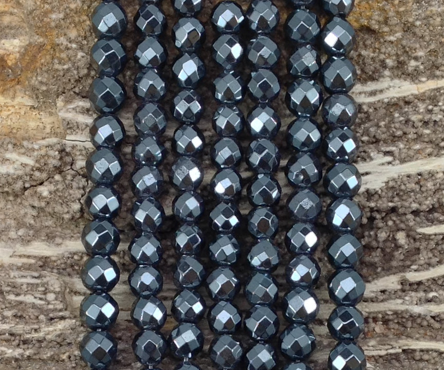 Hematite Faceted Round