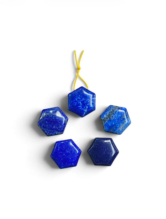 Natural Lapis Hexagon Shape Pendant 25x28mm