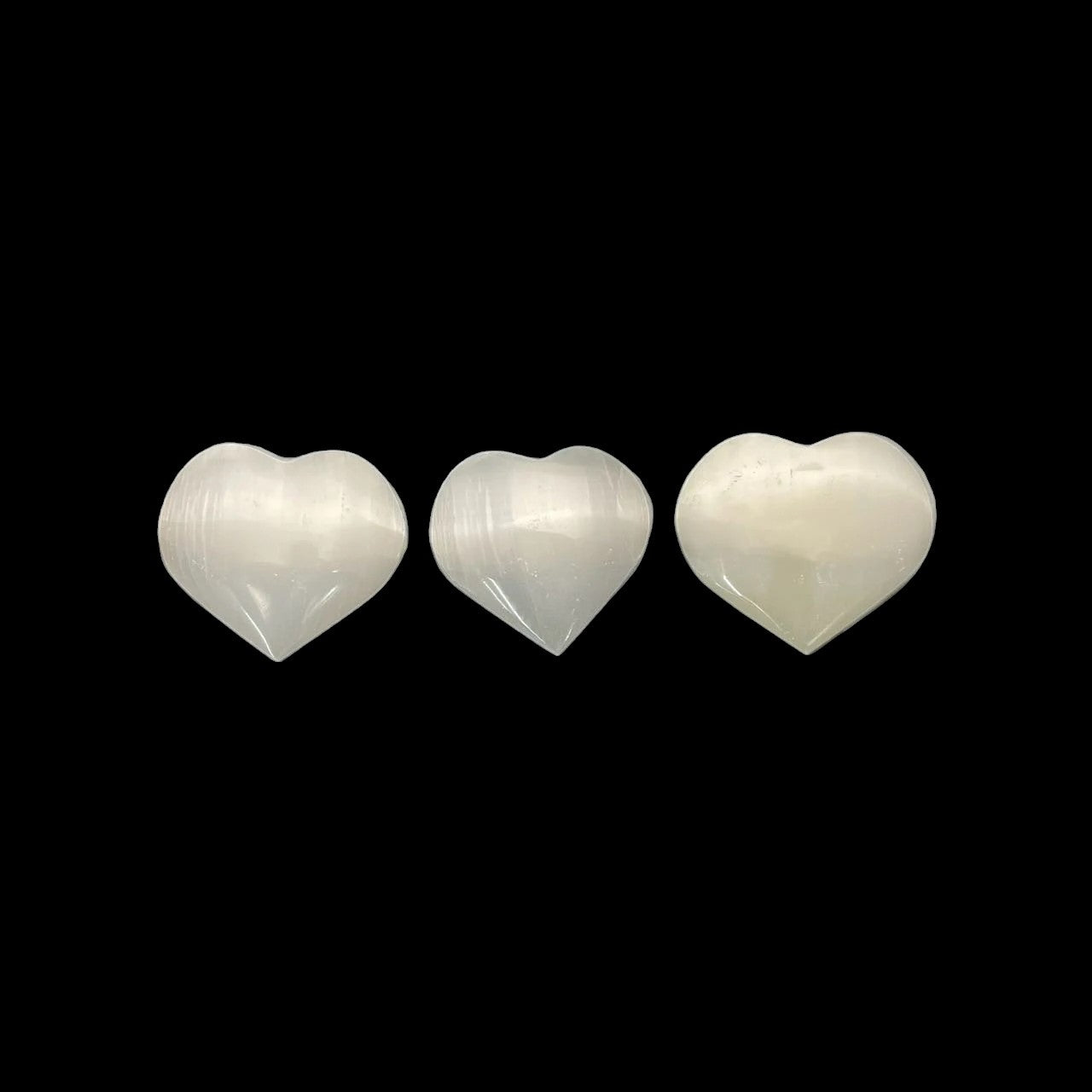 Selenite Heart Palm Stone, Worry Stone, 1.75x1.75in (1pc)