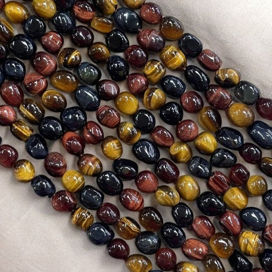 3-Color Tiger Eye AA Nugget Strands