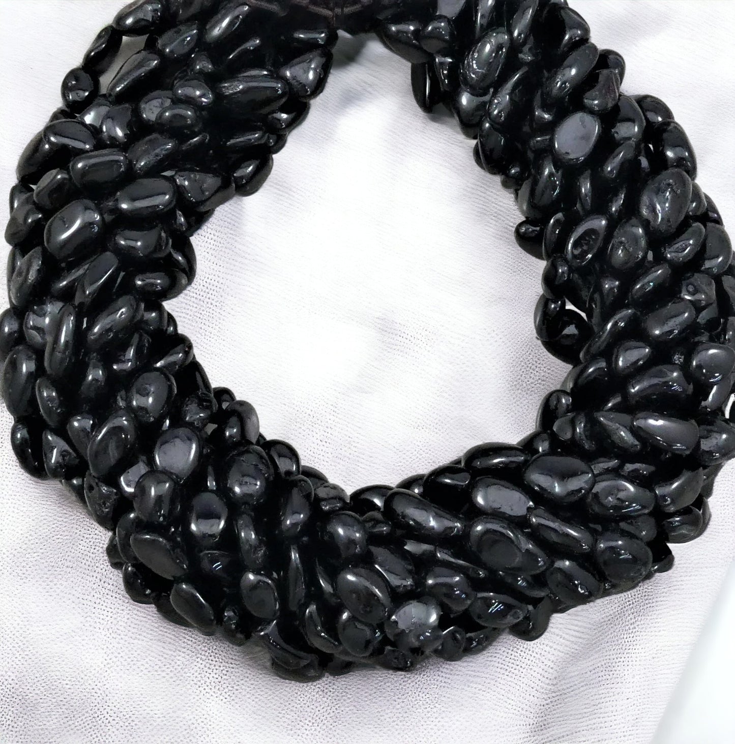 Black Tourmaline Nugget Strands