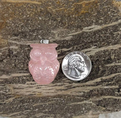 Owl, Carved Gemstone Pendants, 23x30mm (1pc)