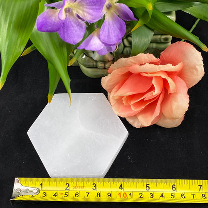 Selenite Hexagon Charging Plate 4in / 10cm Wide(1 pc)