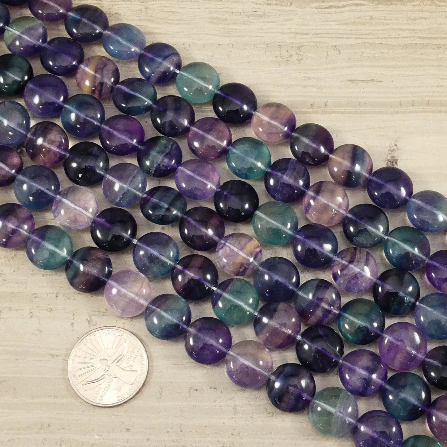 Rainbow Fluorite Coin Strands