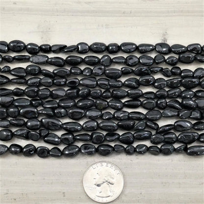 Black Tourmaline Nugget Strands