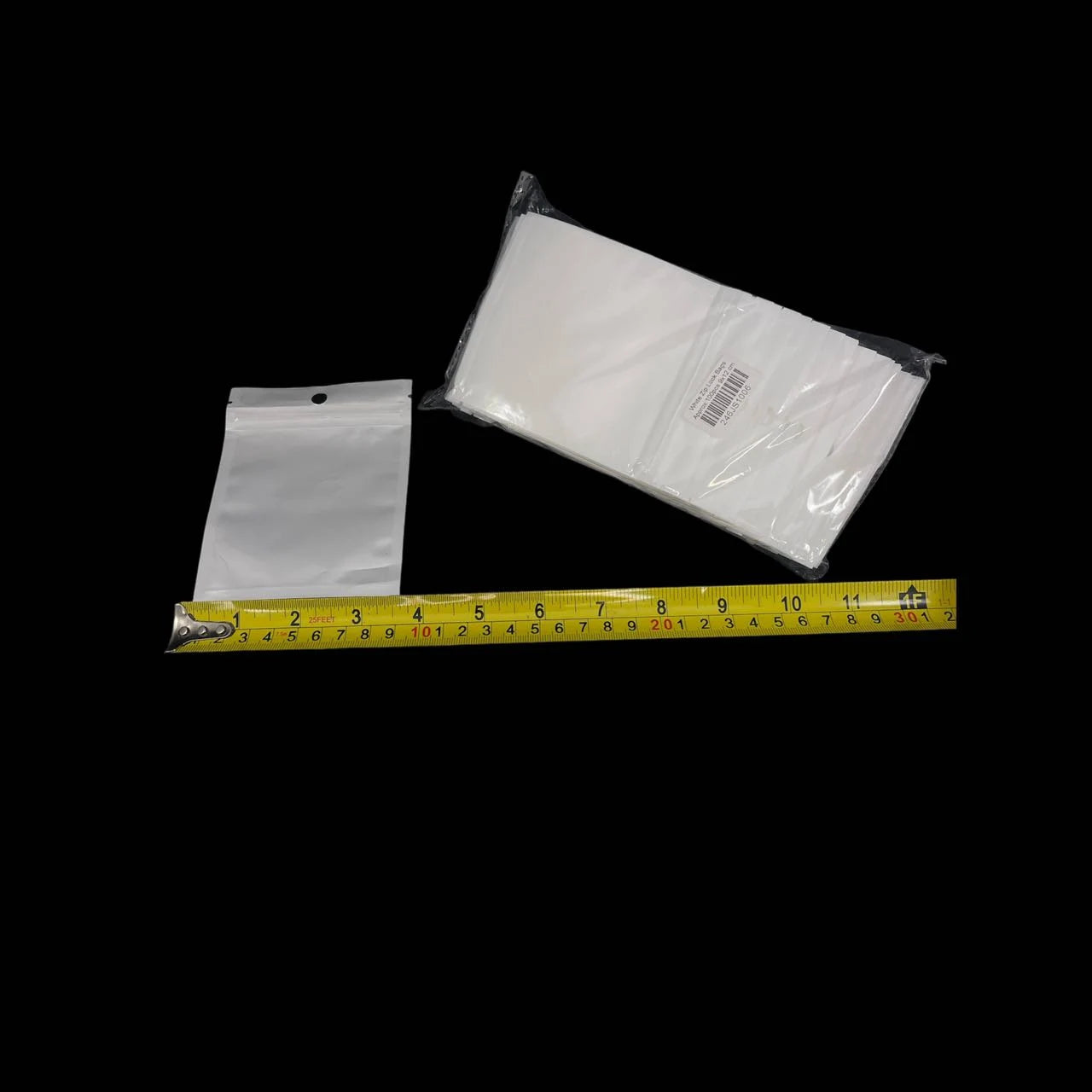 White Zip Lock Bags With Hanging Hole, 3 Sizes (100 pcs Pack)