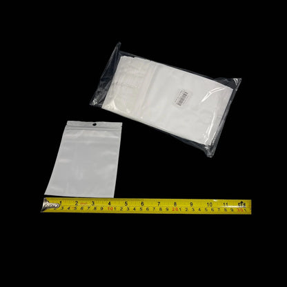 White Zip Lock Bags With Hanging Hole, 3 Sizes (100 pcs Pack)