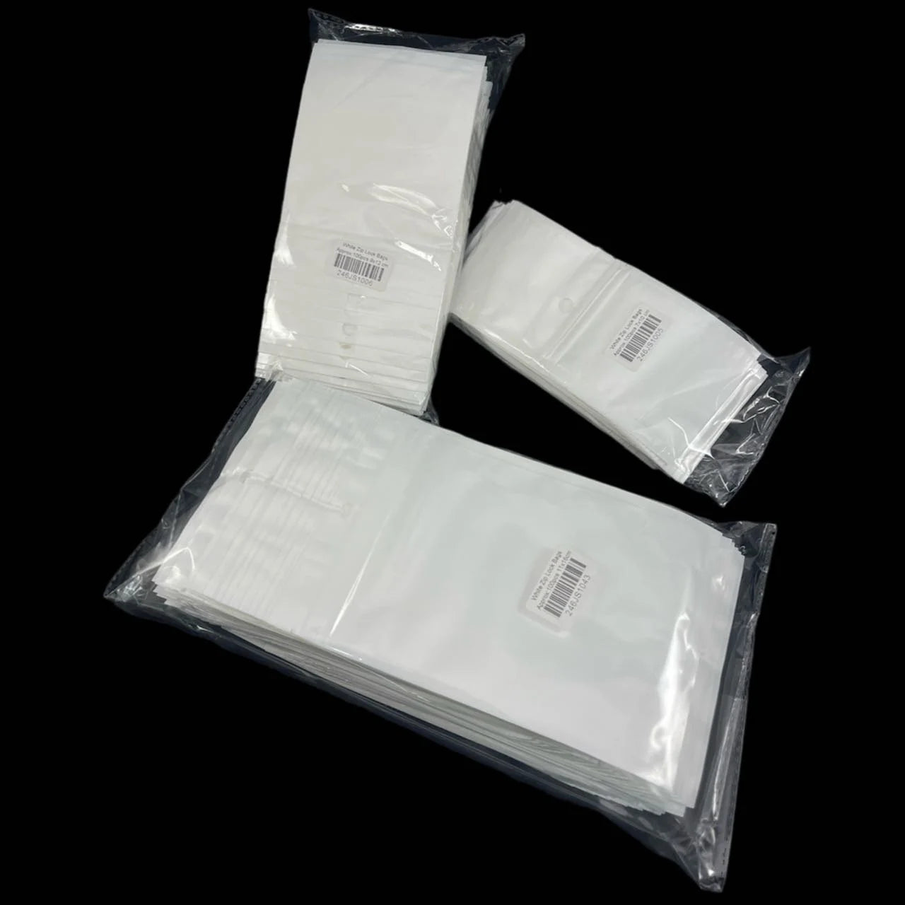 White Zip Lock Bags With Hanging Hole, 3 Sizes (100 pcs Pack) – The ...