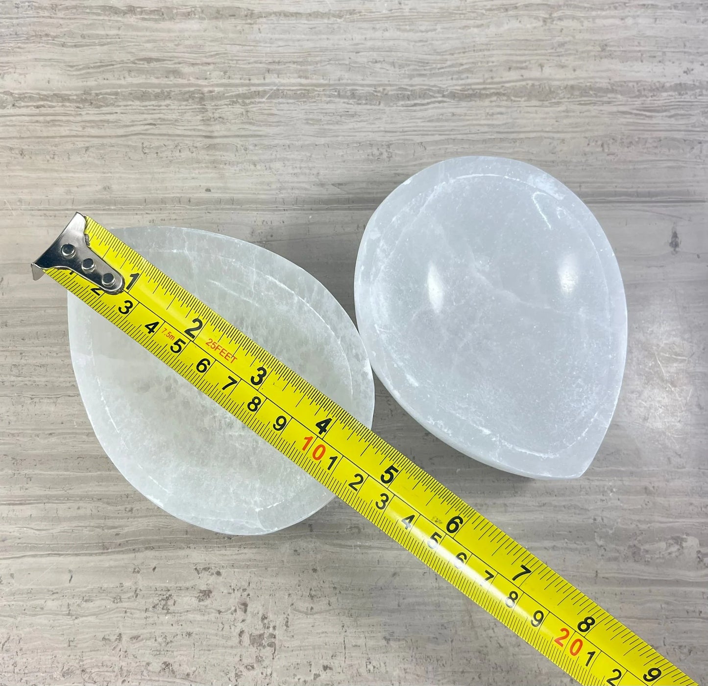 White Selenite Teardrop Bowl, 4.25 x 3.25 x 1.15 inch