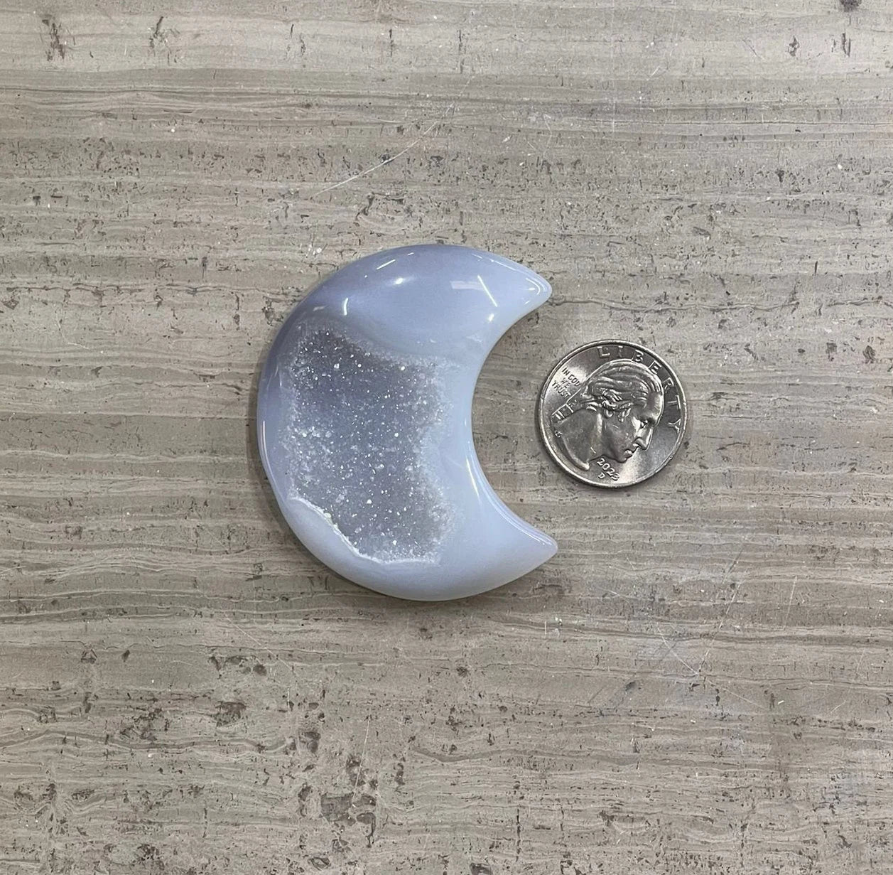 Natural Druzy Agate Crescent Moon Carvings