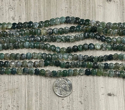 Green Moss Agate Coin Shape