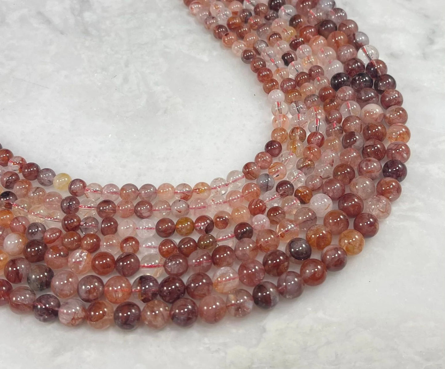 Red Azeztulite Quartz aka Hematoid Quartz, Round 6mm 8mm