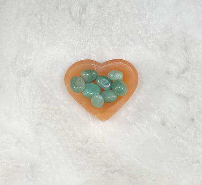 Orange Selenite Heart, Charging Bowl, 3x3.5 inch