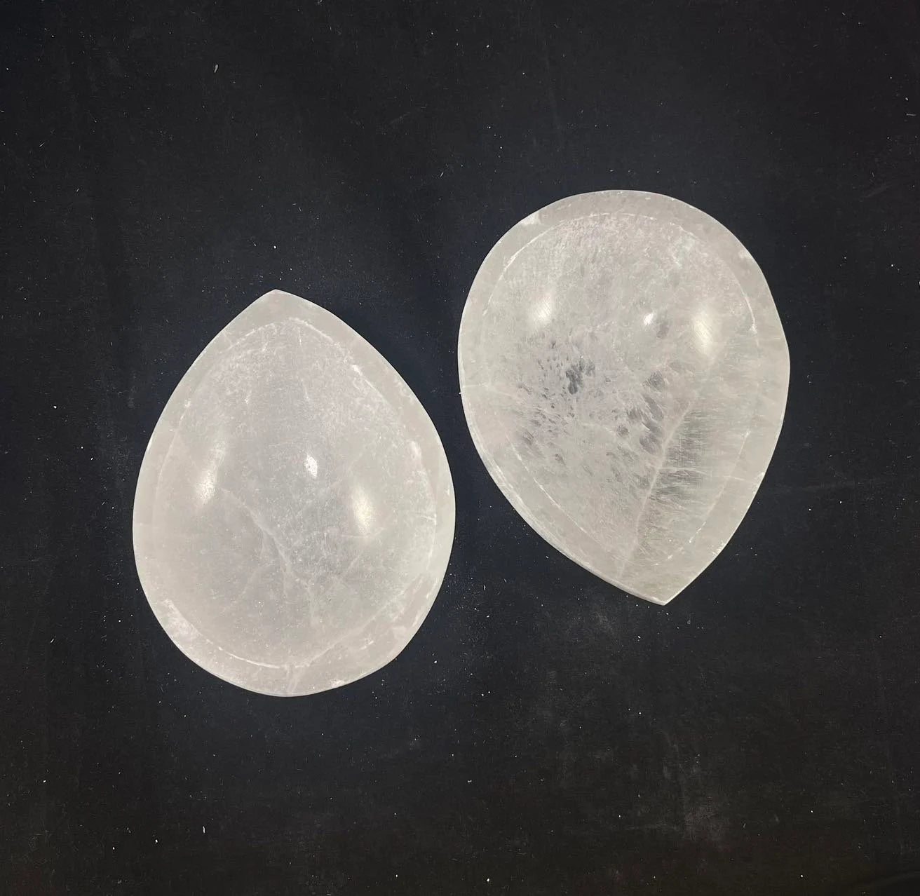 White Selenite Teardrop Bowl, 4.25 x 3.25 x 1.15 inch