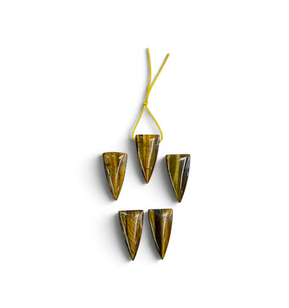 Yellow Tiger Eye Inverted Triangle Shape Pendant 15x30mm