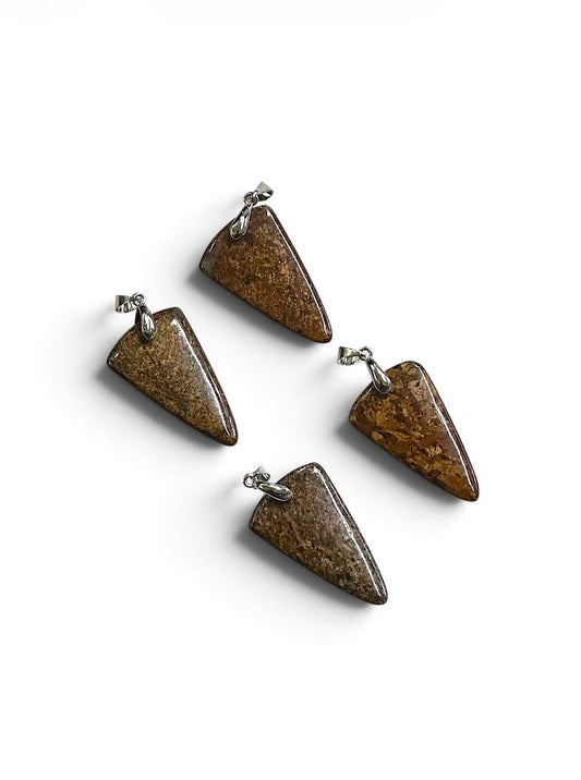 Bronzite Inverted Triangle Pendant, 22x35mm