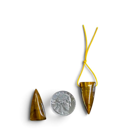 Yellow Tiger Eye Inverted Triangle Shape Pendant 15x30mm