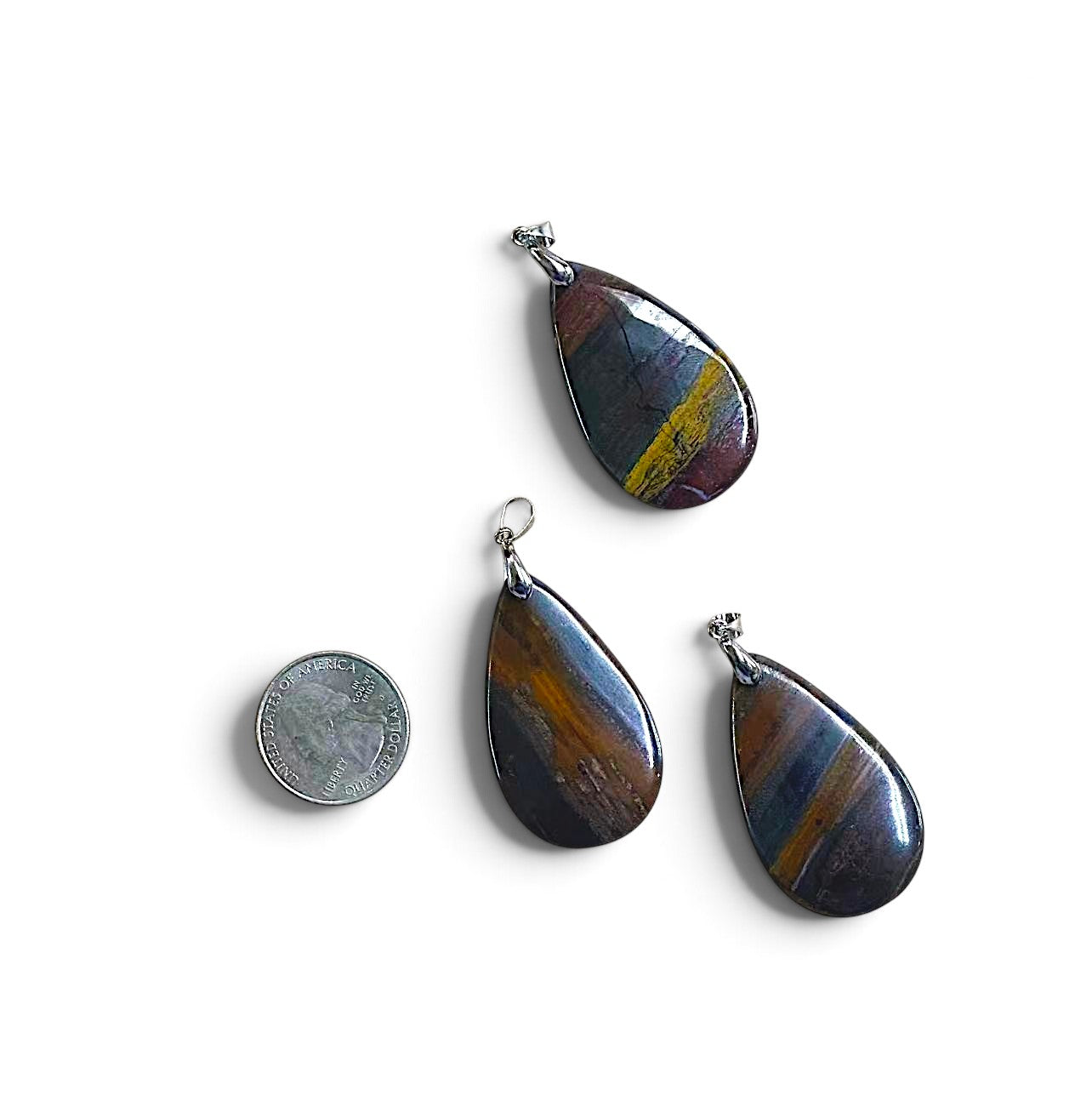 Iron Tiger Eye, Teardrop Pendant 26x44mm