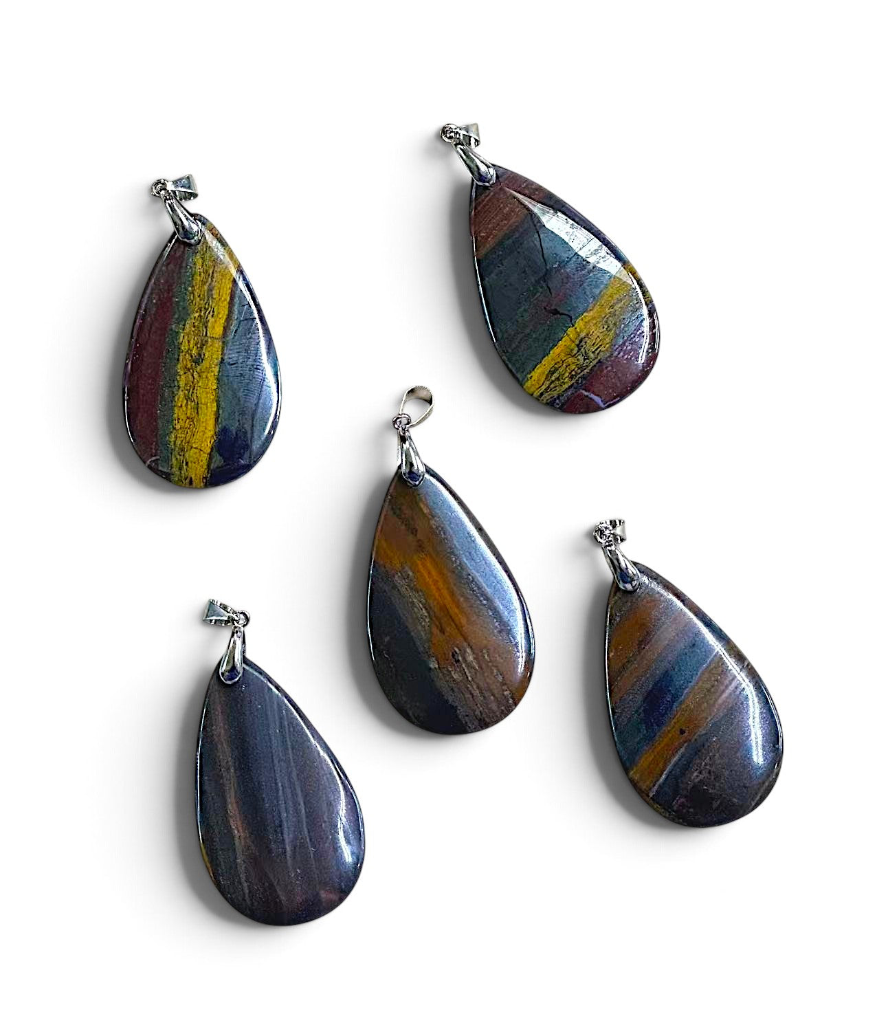 Iron Tiger Eye, Teardrop Pendant 26x44mm