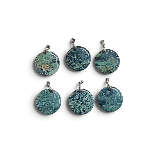 Kambaba Jasper Coin Shape Pendant 30mm