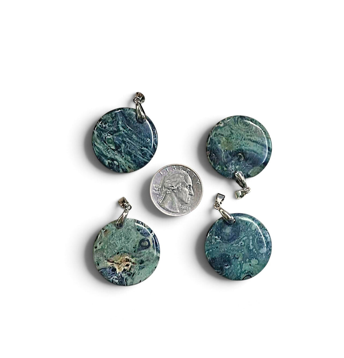 Kambaba Jasper Coin Shape Pendant 30mm