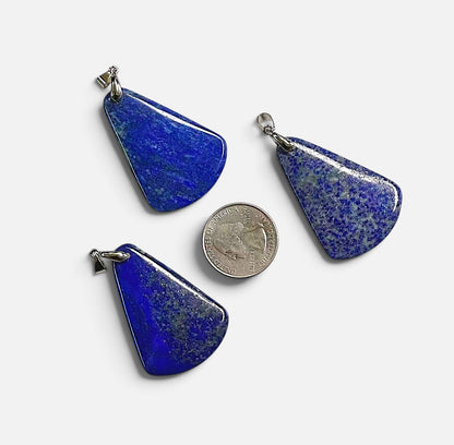 Natural Lapis, Trapezoid aka Axe Shape Pendant, 30x45mm
