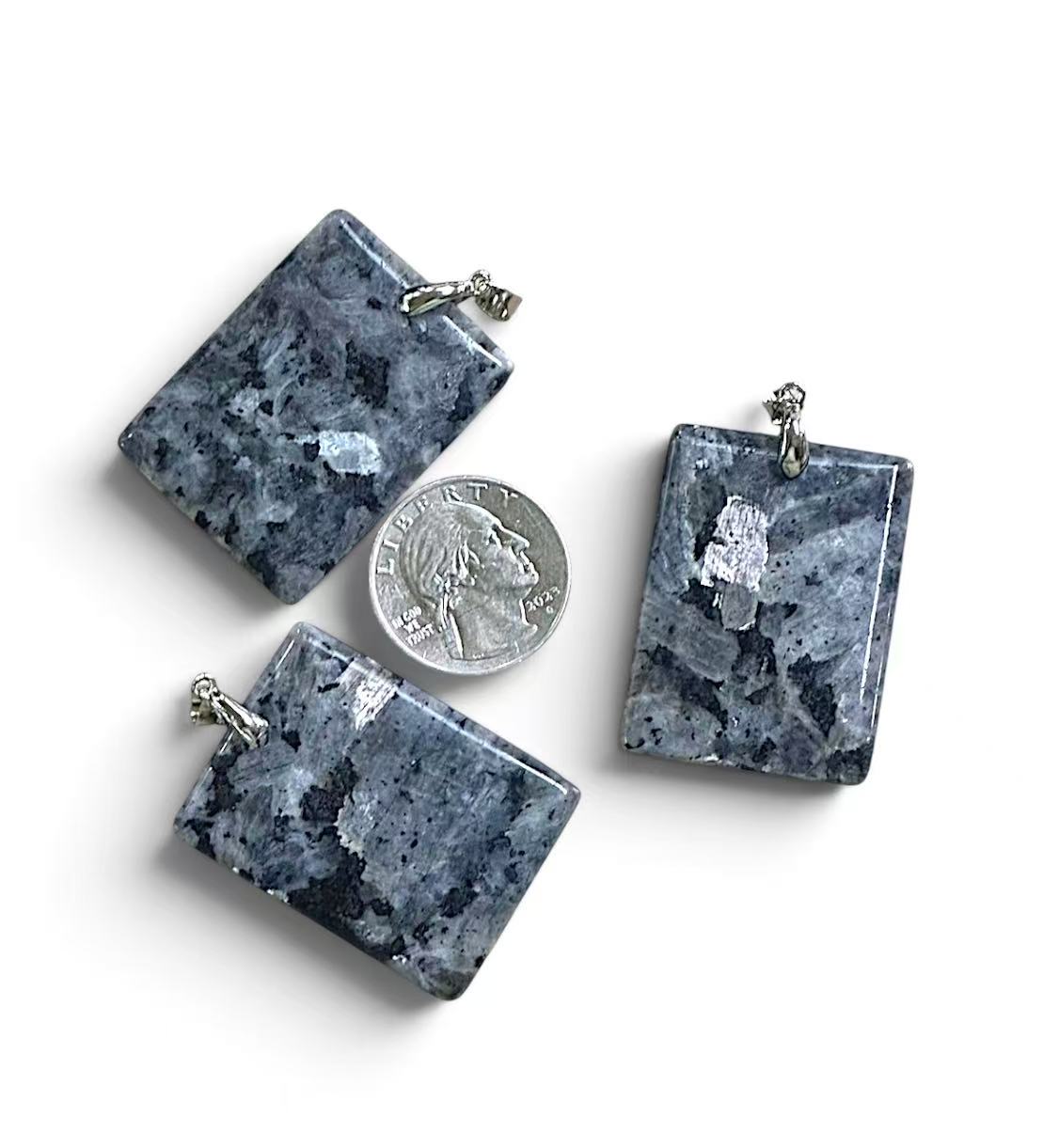 Larvikite Rectangle Shape Pendant 30x40mm