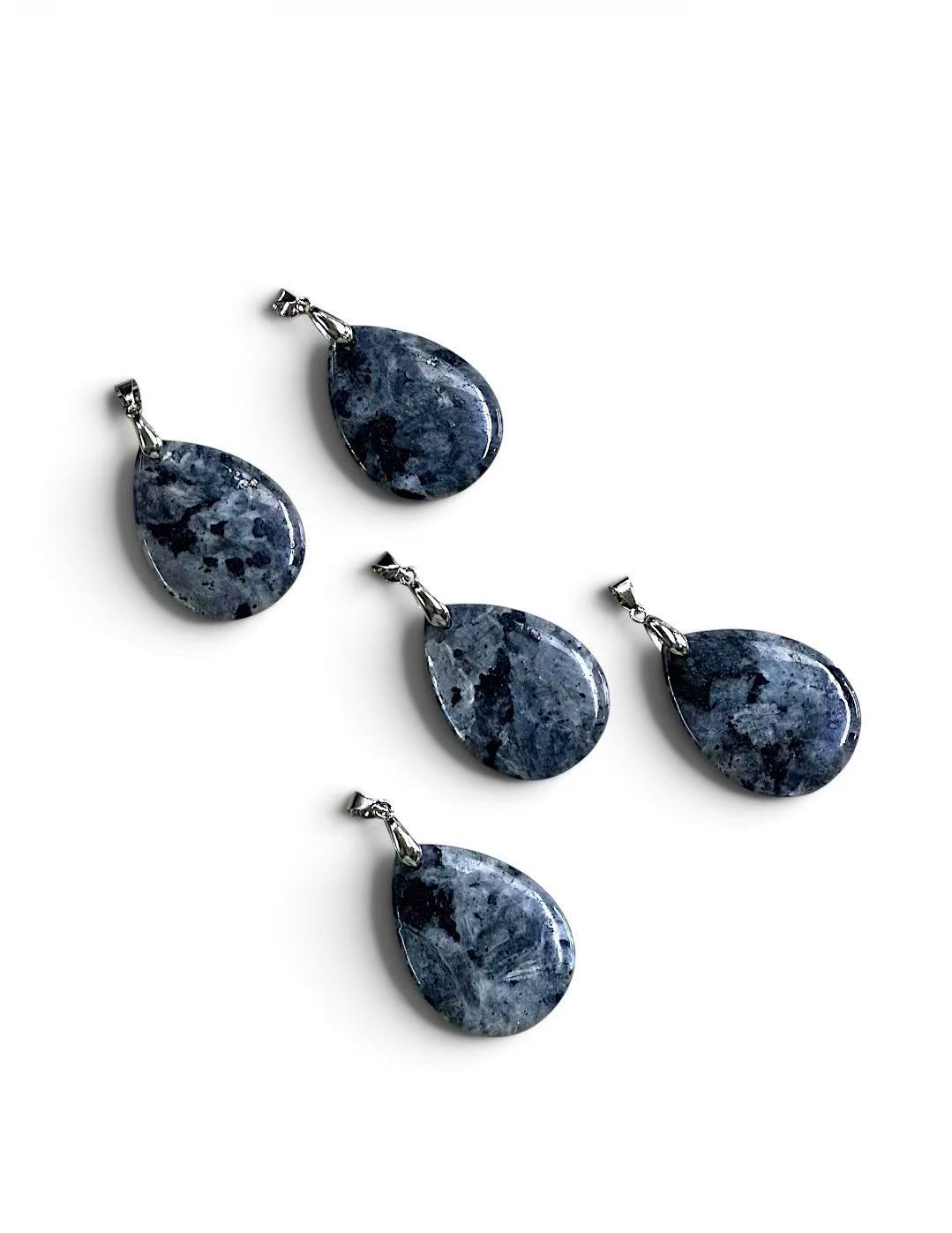 Larvikite Teardrop Shape Pendant 25x34mm