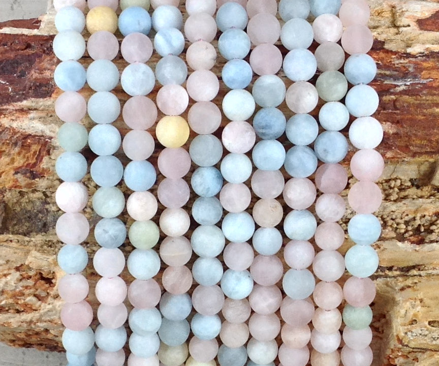 Mix Beryl (Aquamarine & Morganite) Matte Round