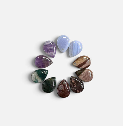 Mixed Stone, Teardrop Shape Pendants, 16x22mm (10pcs)