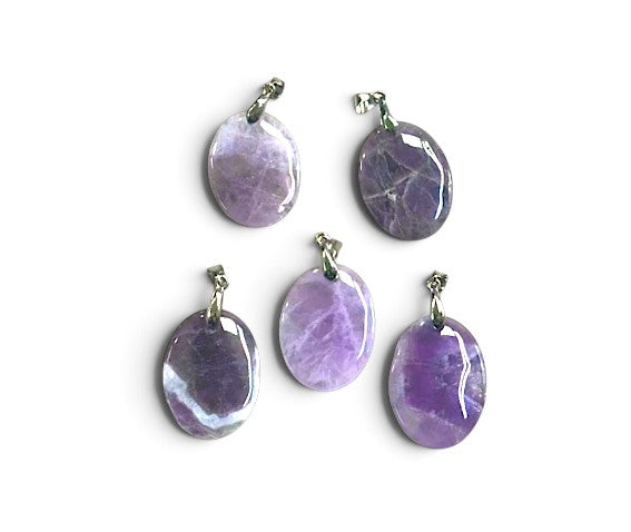 Amethyst Oval Shape Pendant, 22x30mm