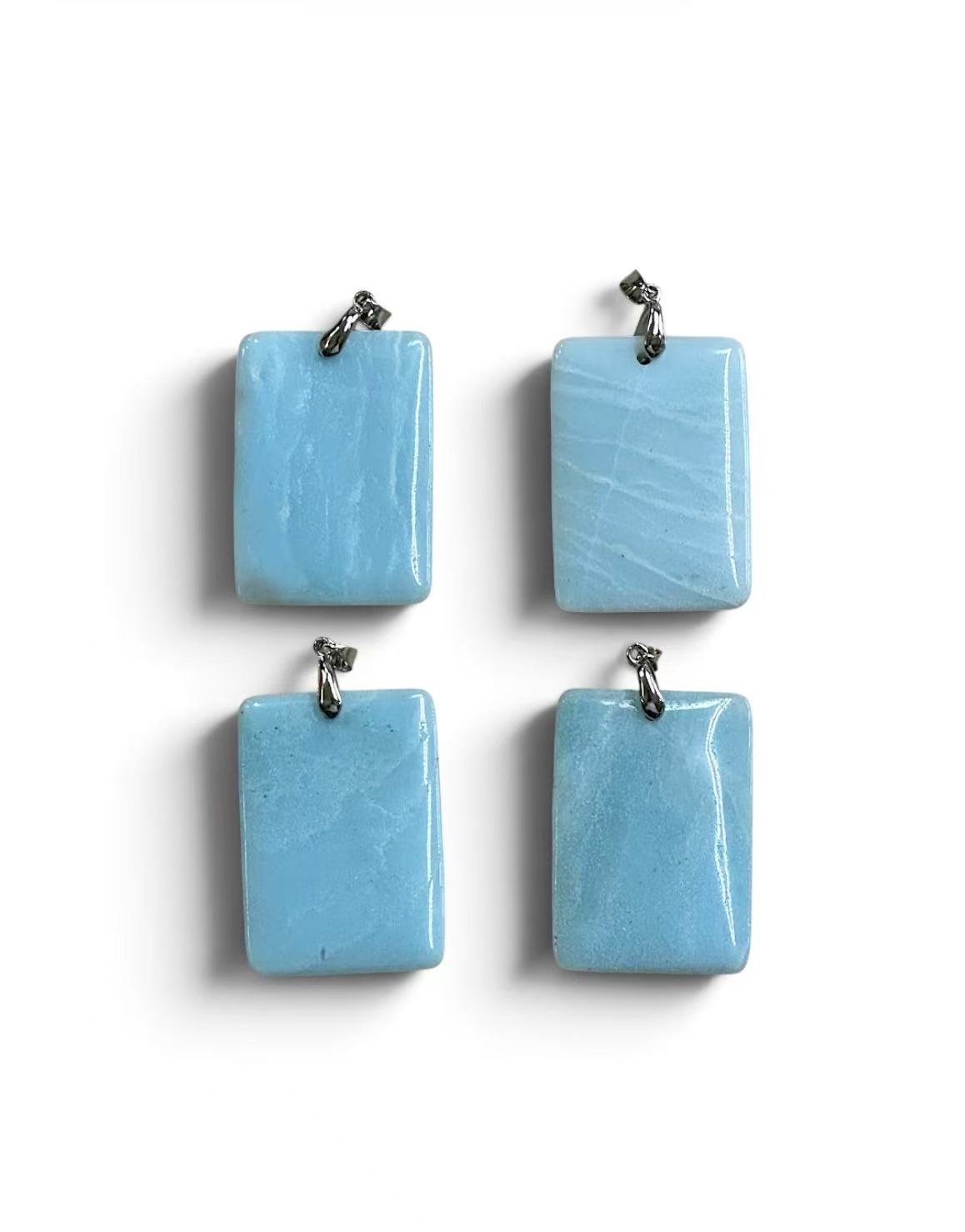 Amazonite Rectangle Shape Pendant, 35x42mm