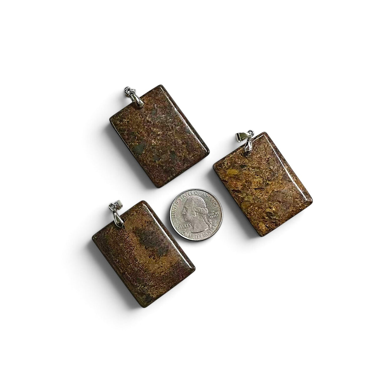 Bronzite Rectangle Shape Pendant 35x45mm