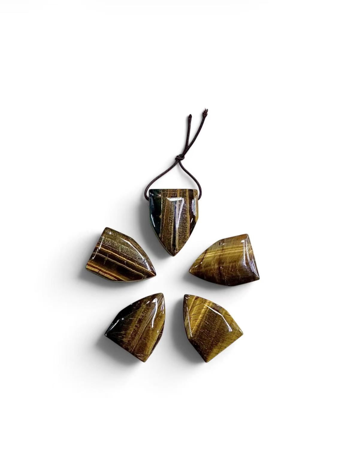 Yellow Tiger Eye Shield Shape Pendant 18x24mm