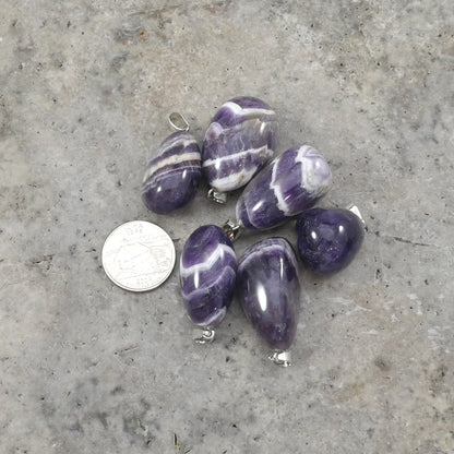 Dog Tooth Amethyst Tumble Nugget 17-21mm x 28-34mm Approx. (1pc) Chevron Amethyst