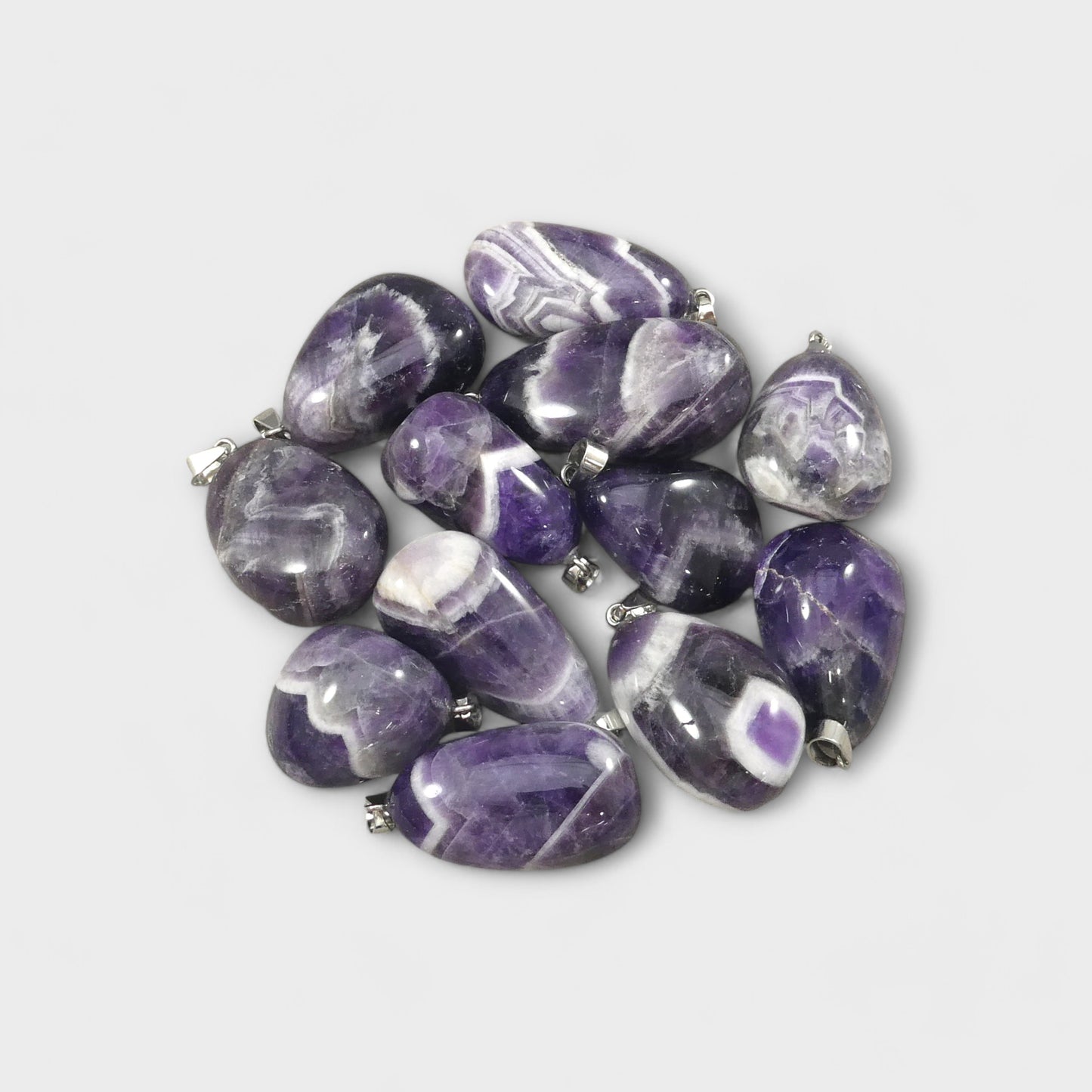 Dog Tooth Amethyst Tumble Nugget 17-21mm x 28-34mm Approx. (1pc) Chevron Amethyst