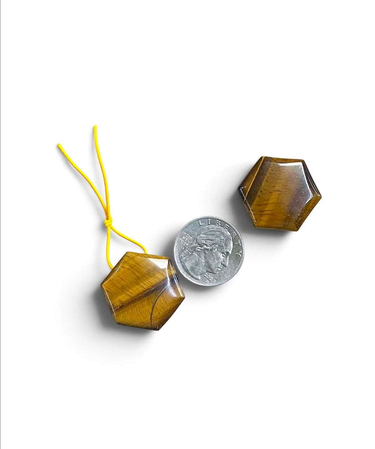 Yellow Tiger Eye Hexagon Shape Pendant 25x28mm