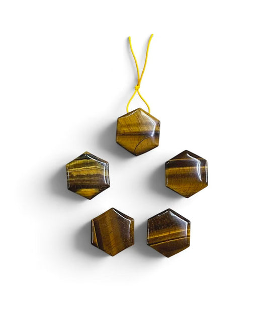 Yellow Tiger Eye Hexagon Shape Pendant 25x28mm